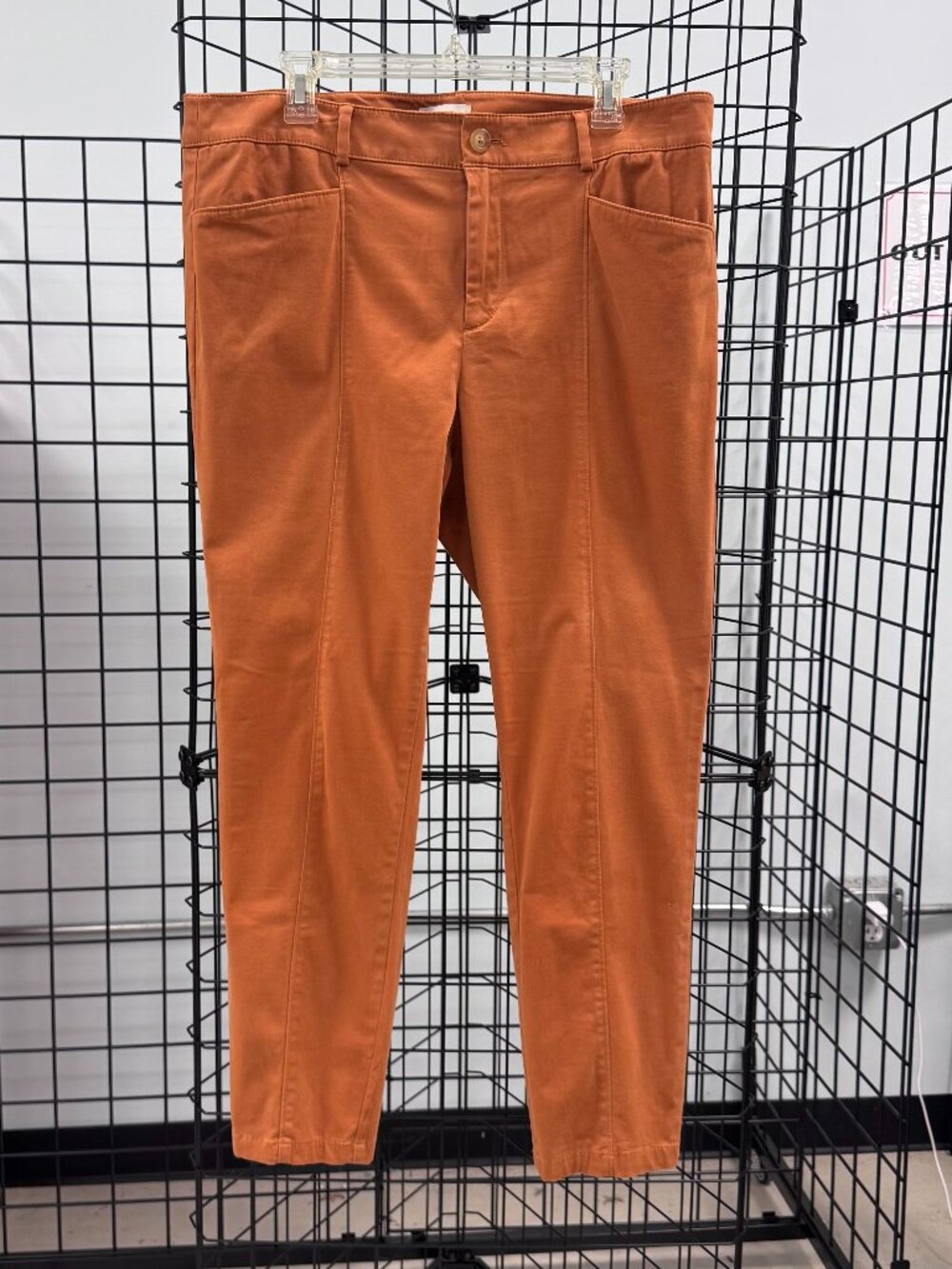 LOFT Mustard Orange Pants Belt-Loops Skinny Ankle Size 14
